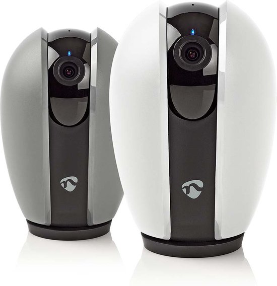 Nedis SmartLife Camera voor Binnen - Full HD 1080p - Pan tilt - Cloud Opslag (optioneel) / microSD (niet inbegrepen) - Nachtzicht - Donkergrijs / Wit