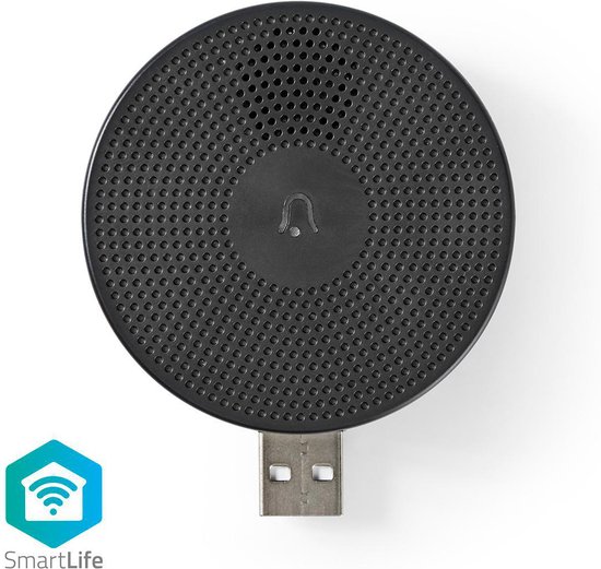 Nedis SmartLife Gong - RF, frequentie 433 MHz - Accessoire voor: WIFICDP10GY / WIFICDP30WT / WIFICDP40CWT - USB Gevoed - 4 Melodiën - 5 V DC - Instelbaar volume - Zwart van Merkloos