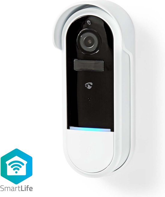 Nedis SmartLife Videodeurbel - Wi-Fi - Batterij Gevoed / Transformator - Full HD 1080p - Cloud Opslag (optioneel) / microSD (niet inbegrepen) - IP54 - Met bewegingssensor - Nachtzicht - Wit van Nedis