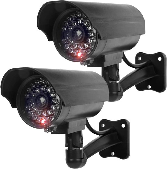 Nep Beveiligingscamera - Dummy Camera - Diefstal Afschrikken - Knipperend Rood LED - 4 stuks - Zwart