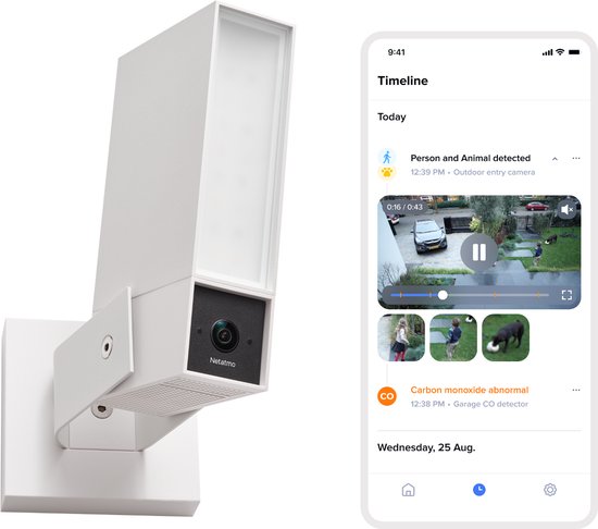 Netatmo Beveiligingscamera ORIGINAL - Slimme Buitencamera met Sirene - 2K+ HDR, AI Detectie, 110 dB Sirene & Nachtzicht - Google Home, Apple Homekit & Amazon Alexa - Wit