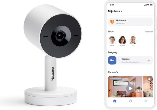 Netatmo Slimme Beveiligingscamera Binnen - Bewakingscamera 2K - Gezichtsherkenning - Bewegingsdetectie - Nachtzicht - Werkt met Google Home & Apple HomeKit - Geen Abonnement - Wit van Netatmo