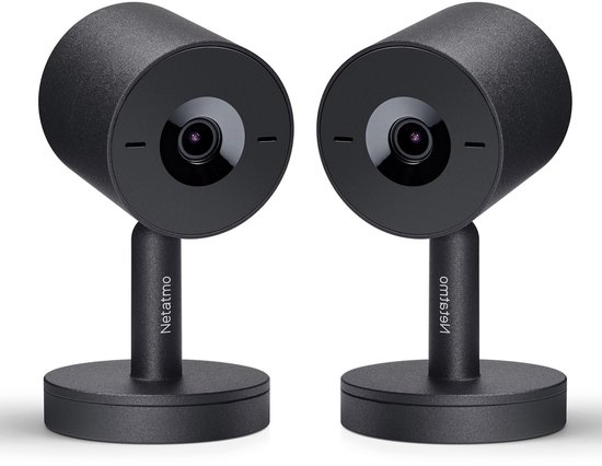 Netatmo Slimme Beveiligingscamera Binnen - Bewakingscamera 2K - Gezichtsherkenning - Bewegingsdetectie - Nachtzicht - Werkt met Google Home & Apple HomeKit - Geen Abonnement - Zwart - 2 Pack