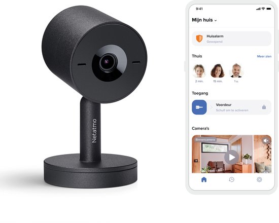 Netatmo Slimme Beveiligingscamera Binnen - Bewakingscamera 2K - Gezichtsherkenning - Bewegingsdetectie - Nachtzicht - Werkt met Google Home & Apple HomeKit - Geen Abonnement - Zwart van Netatmo