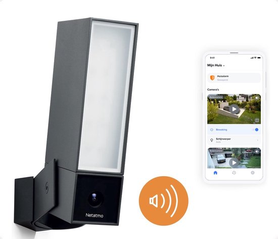Netatmo Slimme Bewakingscamera - Bewakingscamera met Sirene - Camerabewaking - met Bewegingsdetectie, Nachtzicht en Ingebouwde Sirene - Zwart - 1 Stuk