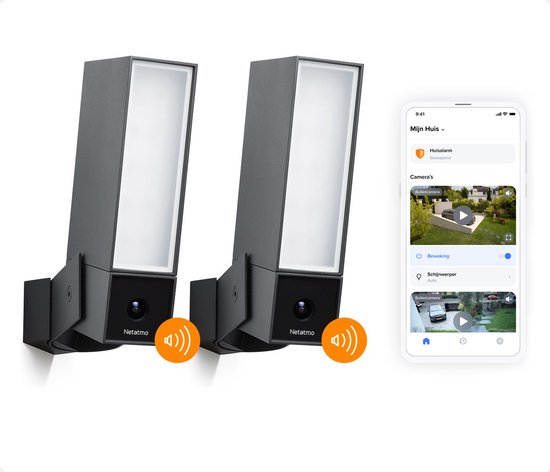Netatmo Slimme Bewakingscamera - Bewakingscamera met Sirene - Camerabewaking - met Bewegingsdetectie, Nachtzicht & Ingebouwde Sirene - 2 Pack van Merkloos