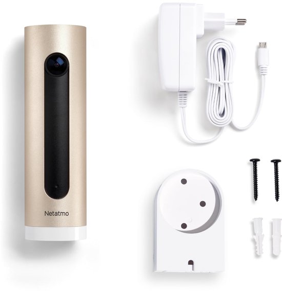 Netatmo Slimme Binnencamera met muurbevestiging, WIFI, Bewegingsdetectie, Nachtzicht, FHD 1080p, MicroSD-kaart, Zonder Abonnement, Alexa/Google/Apple, NSC-AMZ