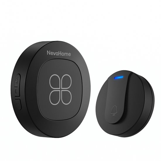 Nevahome Draadloze Deurbelset – Zwart – Plug-in Ontvanger – Verstelbaar Geluidsvolume – Groot Bereik