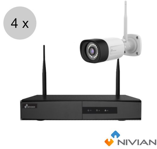 Nivian KIT1030W6-4 - 3MP WiFi Camerasysteem - 4 Bulletcamera's - 10-Kanaals Recorder - Inclusief 2TB HDD - Plug & Play