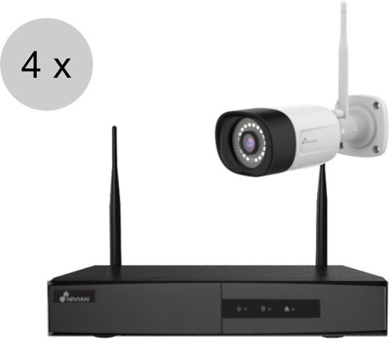Nivian KIT1630W6-4 - 3MP camerasysteem met 4 camera's - 16 kanaals - 20m nachtzicht - wifi verbinding
