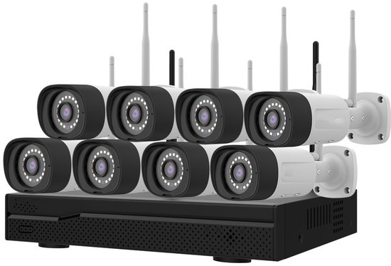 Nivian KIT1630W6-8 - 3MP camerasysteem met 8 camera's - 16 kanaals - 20m nachtzicht - wifi verbinding van Merkloos