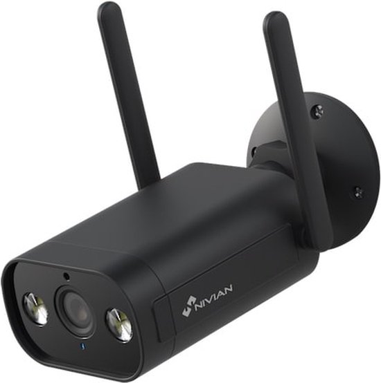 Nivian NVS-IPC-02B-L Full HD 3MP zwarte WiFi bullet voor buiten met IR nachtzicht, wit licht, microSD en 2-weg audio op Tuya app - Beveiligingscamera IP camera bewakingscamera camerabewaking veiligheidscamera beveiliging netwerk camera webcam van Nivian