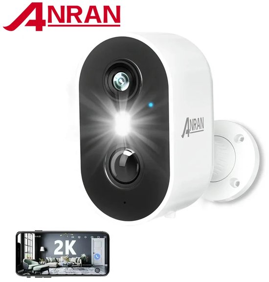 Noeá 2K Oplaadbare Batterij Camera - 2.4G Wifi Camera - Draadloze Home Bewaking - Beveiligingscamera - ANRAN App ondersteuning - Wit van Merkloos