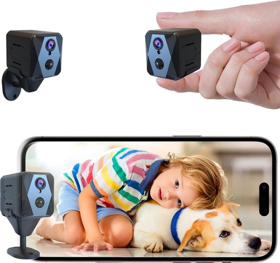 Nördic 4K Ultra HD Mini Beveiligingscamera – 2.4GHz WiFi – 2800 mAh Accu tot 100 Dagen Standby – AI Bewegingsdetectie & Nachtzicht tot 16m – IP-Camera met App
