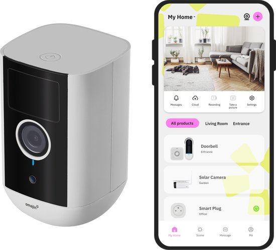 omajin Draadloos Batterij Camera - Beveiligingscamera - Bewakingscamera voor buiten - Outdoor camera - 2K - Nachtzicht 10m - Bewegingsdetectie - incl 64. GB SD-kaart - Wit van OM