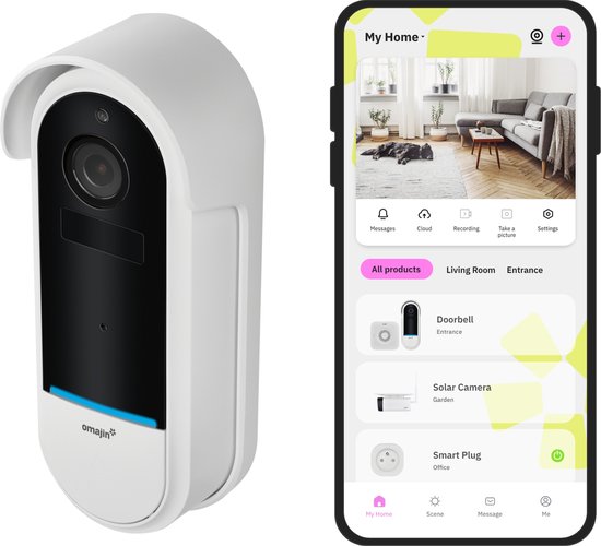 omajin Slimme Deurbel - HD - incl. Chime - Tweewegsgesprek - Waterdicht - Bewegingsdetectie - incl. 64 MicroSD - Wit van OM