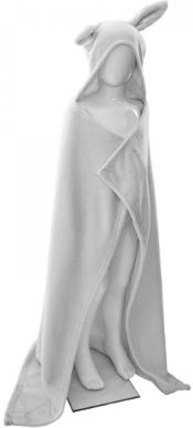 omslagdoek Konijn Oren badcape wikkeldoek fleece grijs van OM