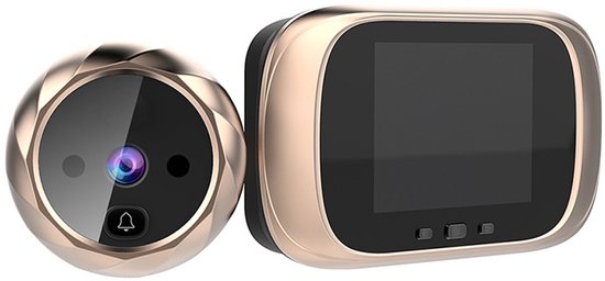 Oneay Digitale Deurkijker met Camera en Deurbel - 2,8” LCD Scherm, Nachtzicht & Fotofunctie - Ingebouwd Geheugen (Geen SD-kaart nodig) - 90° Groothoek - Voor Deurdikte 35-110 mm - Huisbeveiliging - Goud van Merkloos