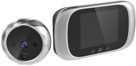 Oneay Digitale Deurkijker met Camera en Deurbel - 2,8” LCD Scherm, Nachtzicht & Fotofunctie - Ingebouwd Geheugen (Geen SD-kaart nodig) - 90° Groothoek - Voor Deurdikte 35-110 mm - Huisbeveiliging - Zilver van Merkloos