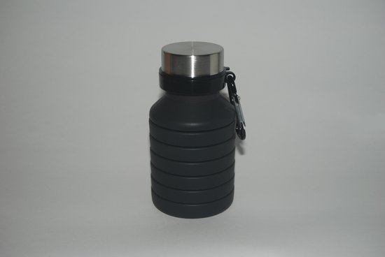 Opvouwbare Fles - Zwart - Waterfles - Drinkfles - Bidon - Sport fles - Wandel fles - van FlinQ