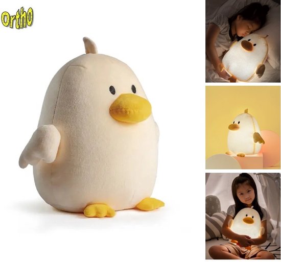 Ortho® - Pluche Nachtlamp - Knuffel met Licht - Eend - Geel van Ortho®