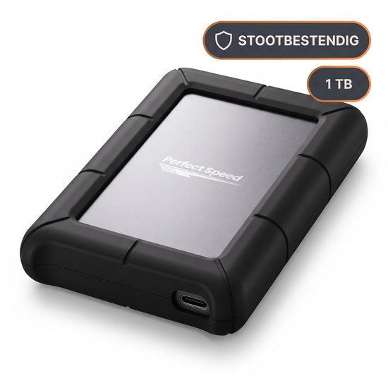 Perfect Speed Externe Harde Schijf 1TB - Externe HDD - USB 3.2 - 1600 Mbps (200 MBps) - USB C - Schokbestendig