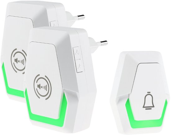 Pilota Porta draadloze deurbelset 400 m bereik met 2 plug-in ontvangers + flitslicht
