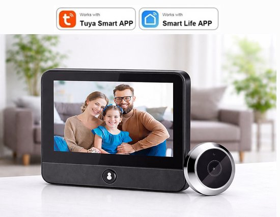 piricam® Digitale Deurspion - Slimme Draadloze Video Deurbel met camera - Inclusief draadloze gong en 32GB SD-Kaart - 1080P Full HD - Wifi deurbel - Geen betaald abonnement nodig van Merkloos