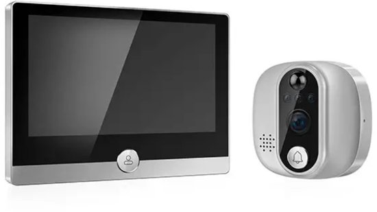 piricam® slimme deurbel - Video Deurbel met camera - Wifi deurbel - IP camera 1080HD met 4.3inch scherm - werkt met Alexa en Google Home - grijs/zwart van piricam