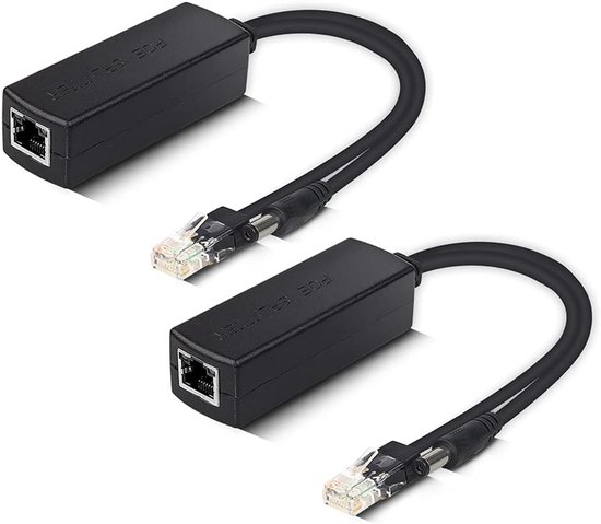 PoE Splitter Adapter 48V naar 12V, IEEE 802.3af Compatibele 10/100Mbps 12V Uitgang voor Bewakingscamera