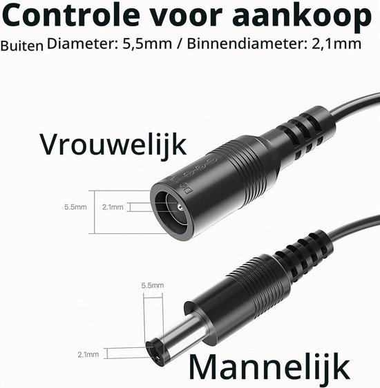 Power Verlengkabel 10M (33ft), 2.1mmx 5.5mm Vrouwelijk naar Mannelijk 12V DC Verlengkabel voor Tapo C110, C211, C510W, TC70 Camera's, Router, LED Strip Light, CCTV Camera's, DVR/NVR
