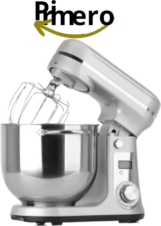 Primero - Keukenmachine - keukenmixer - foodprocessor - mixer - blender - keukenmachines - mixer met mengkom - mixers - 6L kom - Zilver van Primero