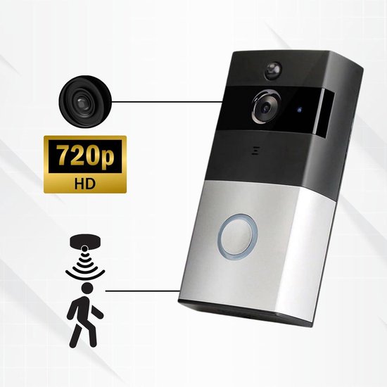 Provento - Slimme video-deurbel met wifi, HD-camera, nachtzicht, 2-weg audio, bewegingsdetectie, live weergave, diefstalbeveiliging.