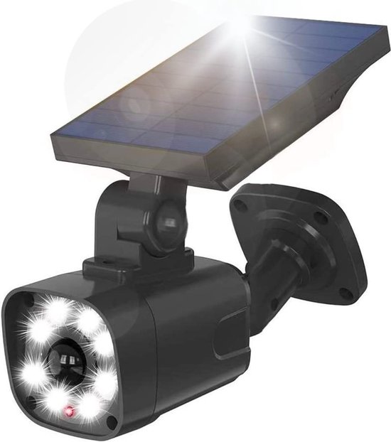 Proxinova Dummy camera buiten op zonne-energie met bewegingssensor, helder buitenlicht, draadloos Beveiligingscamera , gesimuleerde CCTV voor veranda, LED-verlichting, automatische aan/uit-functie, IP65 waterdicht van Proxinova