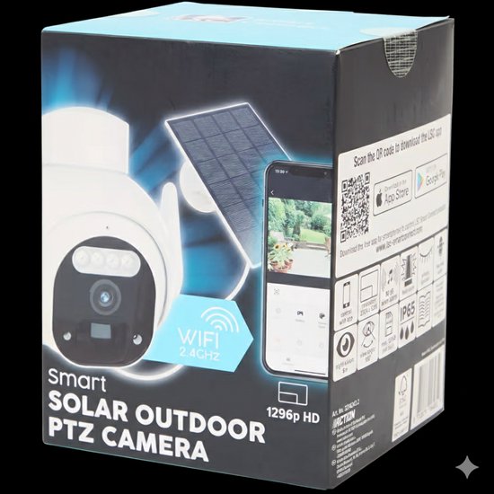 PTZ Beveiligingscamera op Zonne-energie – 1296p HD – Draadloze Buiten Camera met Nachtzicht, Sirene & App – Wit van Merkloos