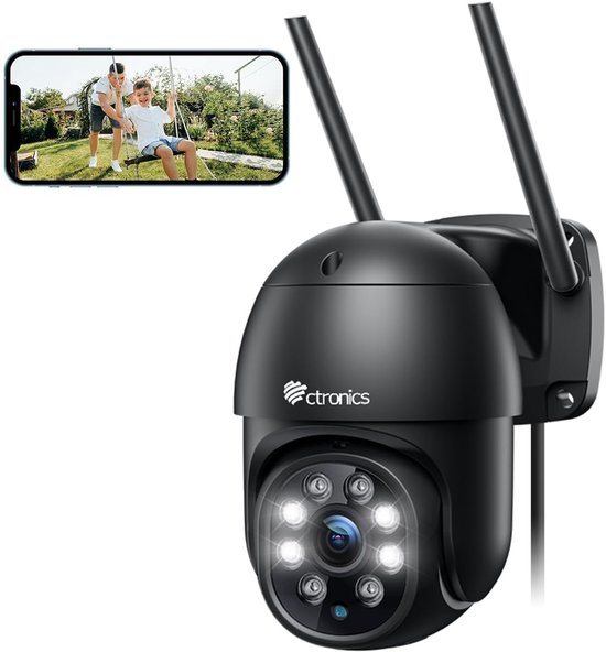 PTZ Bewakingscamera Buiten 1080P – Draadloze IP WLAN Outdoor Camera met Auto Tracking, 30m Kleur Nachtzicht, 2-weg Audio, IP66 Waterdicht – Ondersteunt 64GB TF Kaart