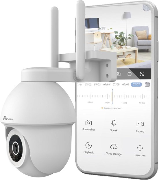 PTZ Buiten Camera Wifi 2.5K Ultra HD met Kleuren Nachtzicht en Bewegingsdetectie | Tuya App & Smart Home Compatibel