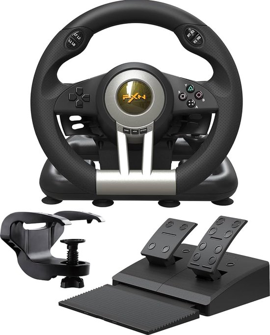 PXN - V3 Pro - Race Stuur met Pedalen & Flippers - Game Stuur - Geschikt voor PS4 - Xbox One - PC - Xbox Series X|S - PS3 - Nintendo Switch van PXN