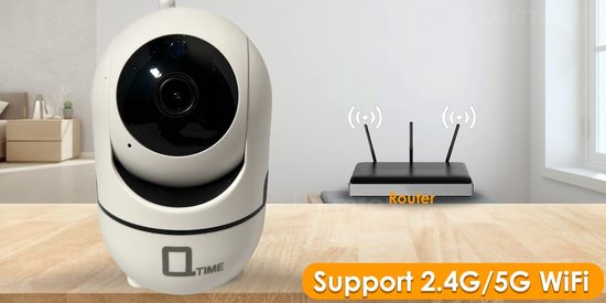 Q-time® Premium 1080P Draadloze Mini IP Camera WiFi Babyfoon (honden huisdier-camera) Indoor 2.4Ghz & 5Ghz Wifi Beveiligings Camera 2-Weg Audio Met Instelbare Bewegingsdetectie Ondersteund Amazon Echo Alexa Google Home Assistant. van Q-time®