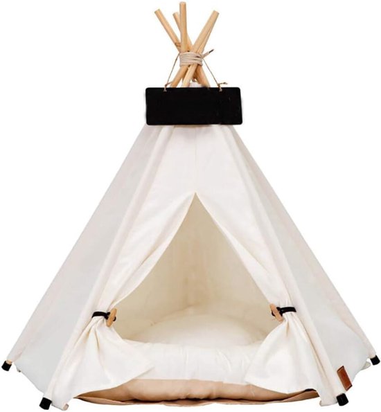 Quvo® Kattentent - Huisdier tent - Dierenhuis - Kattenhol – Kattenhuis - Kattenmand - Dierentent - Katten Tipi Tent – Voor Binnen –Wit - 40cm x 40cm x 50 cm van Quvo®
