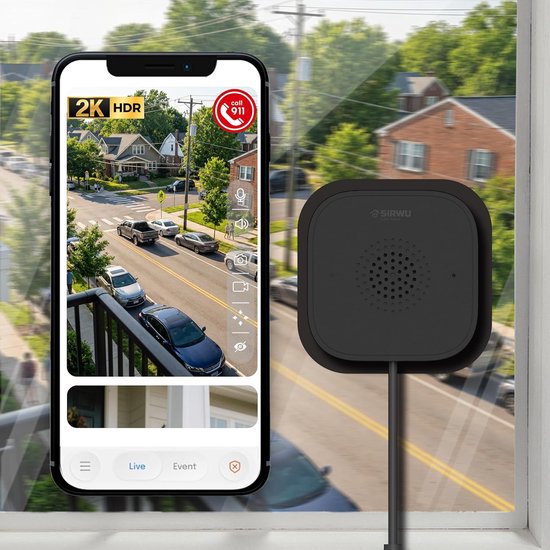 Raam Camera - Beveiligingscamera Binnen - Huis Beveiligen - Uniek Magnetisch Ontwerp - 3MP Ultra HD - Zwart