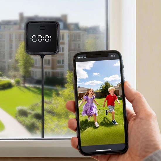 Raambeveiligingscamera - Raamcamera Huisbeveiliging - Huisbewaking - Boorvrije plakinstallatie - 2K Resolutie - Zwart