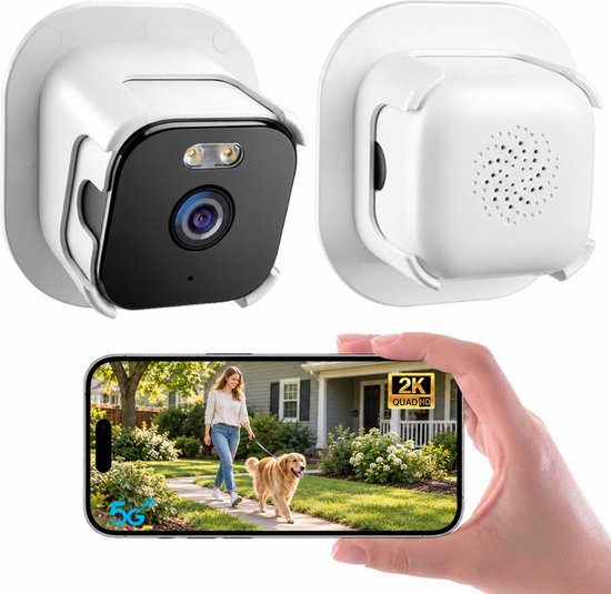 Raamcamera 2K voor Binnen naar Buiten - WiFi 2-4 en 5 GHz - Nachtzicht - Bewegingsdetectie - Tweeweg Audio - 24-7 Opname