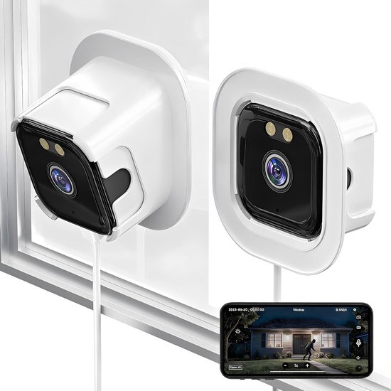 Raamcamera Beveiliging - Binnen Camera - Huis Bewaken - AI Full Colour Nachtzicht - 2K Resolutie - Wit