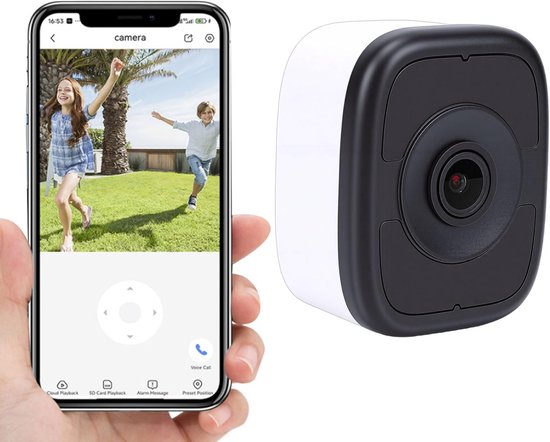 Raamcamera Beveiliging - Huishoudcamera WiFi - Huisbewaking Binnen - Zonder Boren Installeren - 11 x 10 x 4 cm - Wit