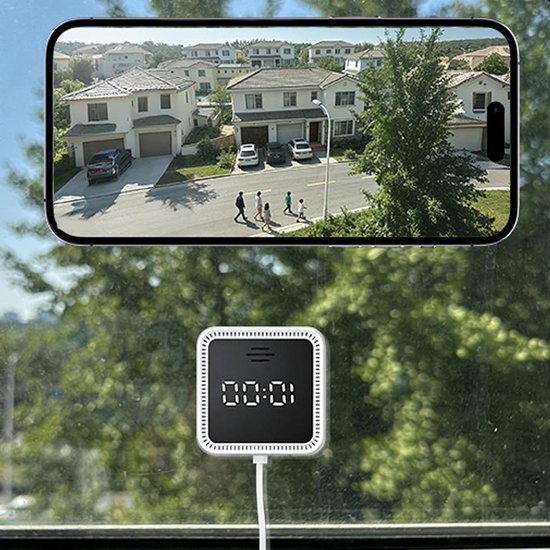 Raamcamera - Beveiligingscamera Binnen - Huisbewaking - 2K Kleuren Nachtzicht - 3MP Resolutie - Wit