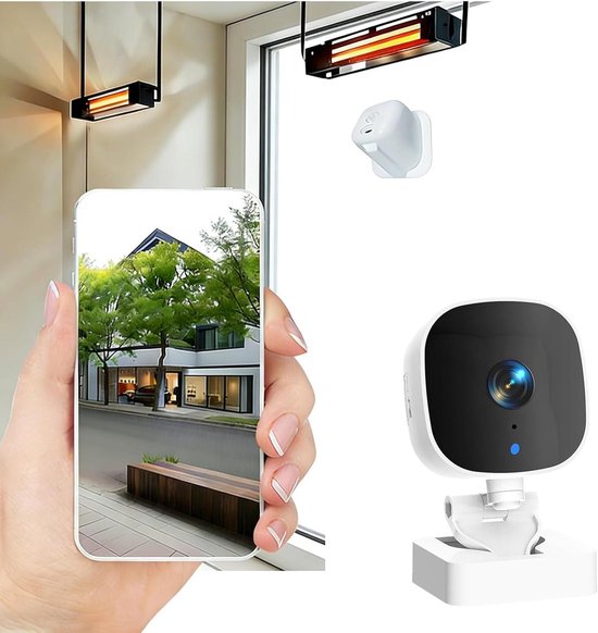 Raamcamera voor Binnen - Slimme Beveiligingscamera - Woning Bewaken - Installatie zonder boren - 4MP 2K Resolutie - Wit