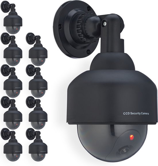 Relaxdays 10x dummy dome camera met led-lampje - nep bewakingscamera binnen & buiten van Relaxdays