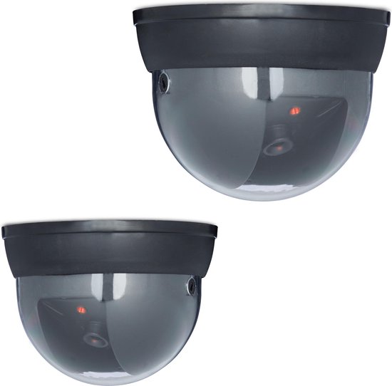 Relaxdays 2x dummy beveiligingscamera LED - dome camera 360° - voor plafond - zwart van Relaxdays