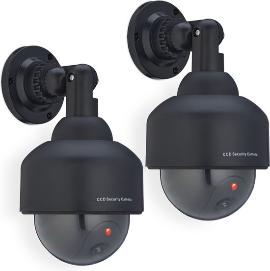 Relaxdays 2x dummy dome camera met led-lampje - nep bewakingscamera binnen & buiten van Relaxdays